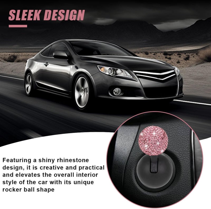 LHDOS Car Push Start Button Cover, Rhinestone Engine Start Stop Button Joystick Covers, One-Button Push to Start Rocker Cover, Car Interior Decoration Accessories for Cars, Computers, and More (Pink) - Image 4